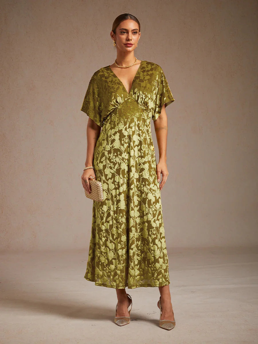 V-Neck Floral Maxi Dress