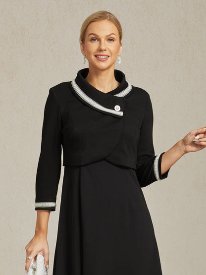 Elegant Stretch Beaded Jacket with Two-Way Styling