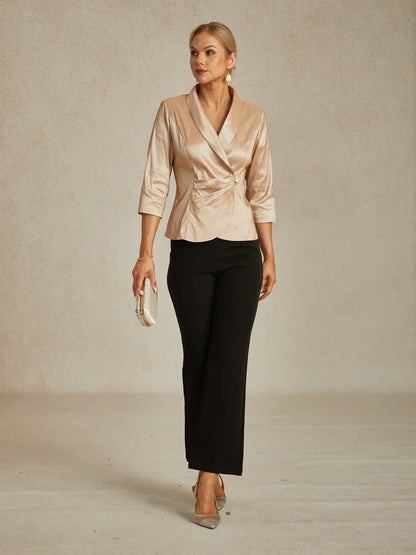 Stretch Taffeta Blouse with Decorative Side Closure