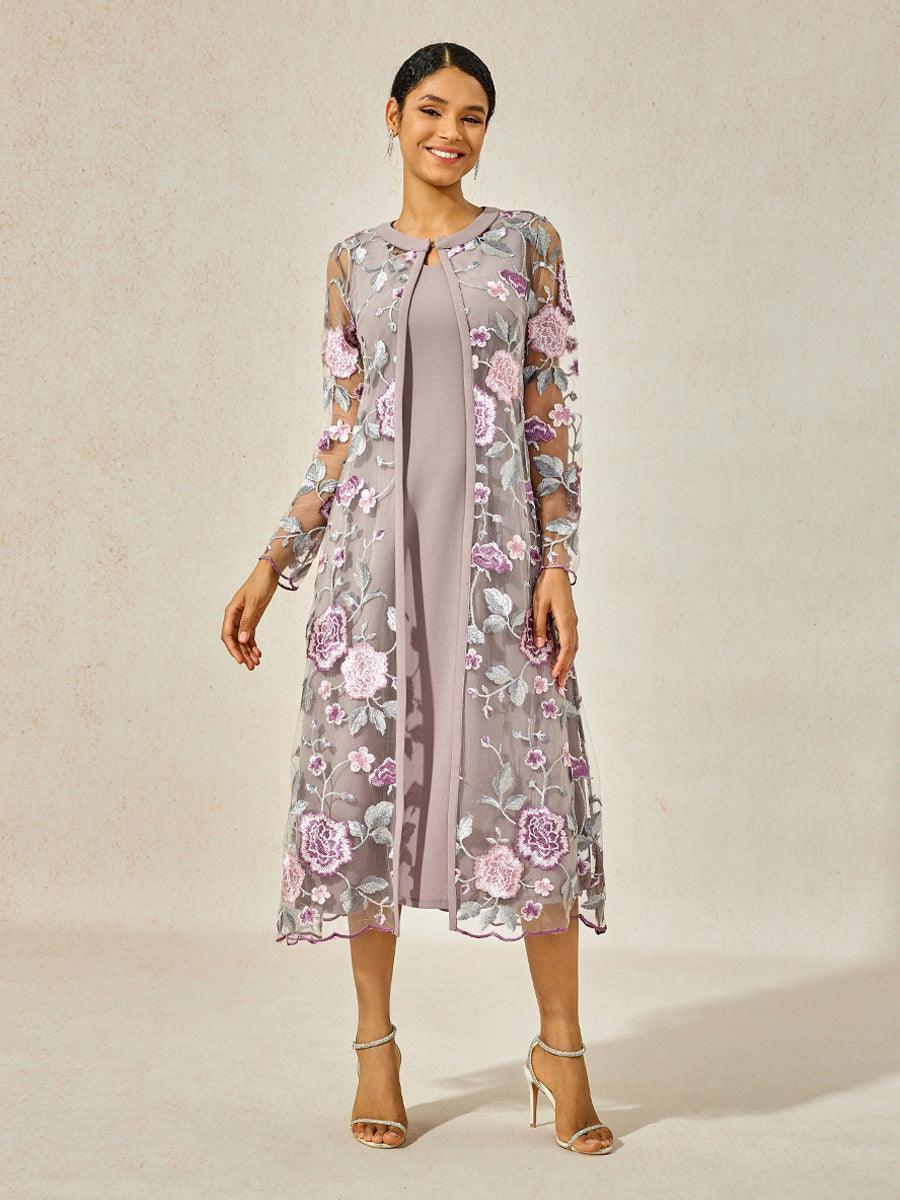 Lace Embroidered Floral Dress Set