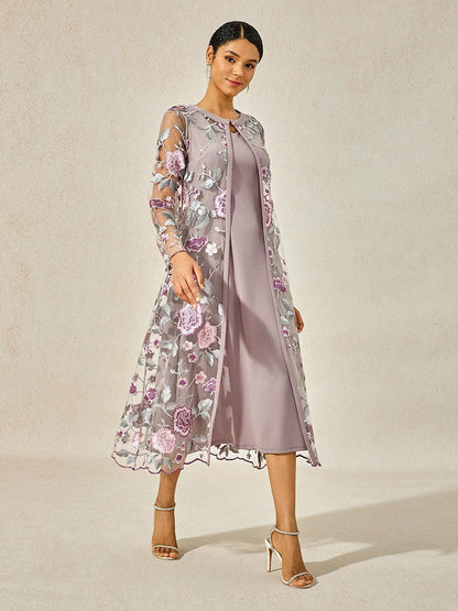 Lace Embroidered Floral Dress Set