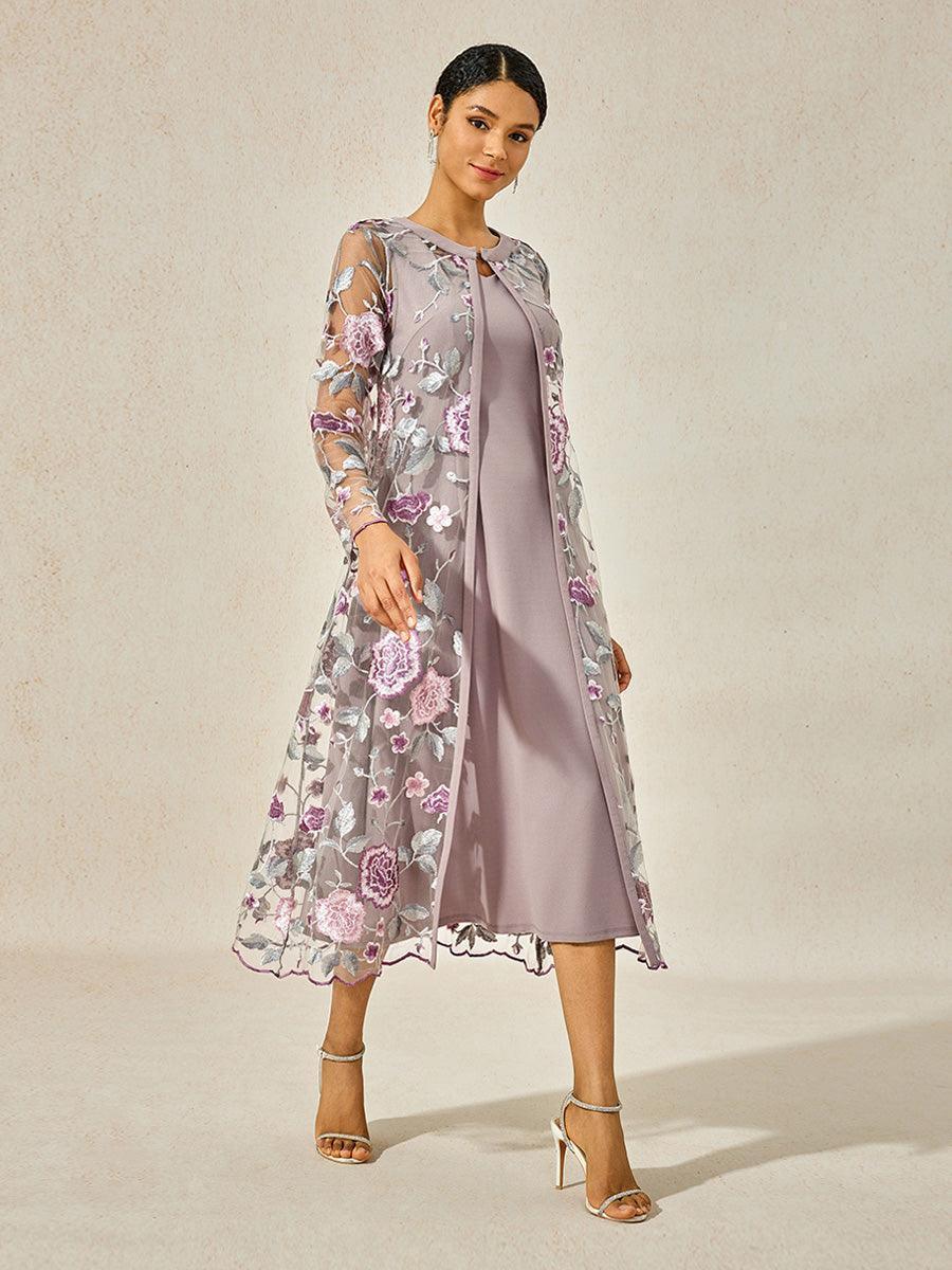 Lace Embroidered Floral Dress Set