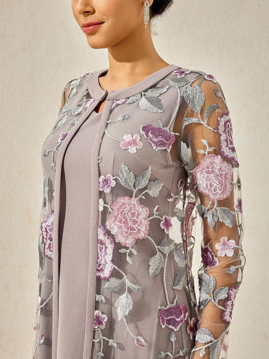 Lace Embroidered Floral Dress Set