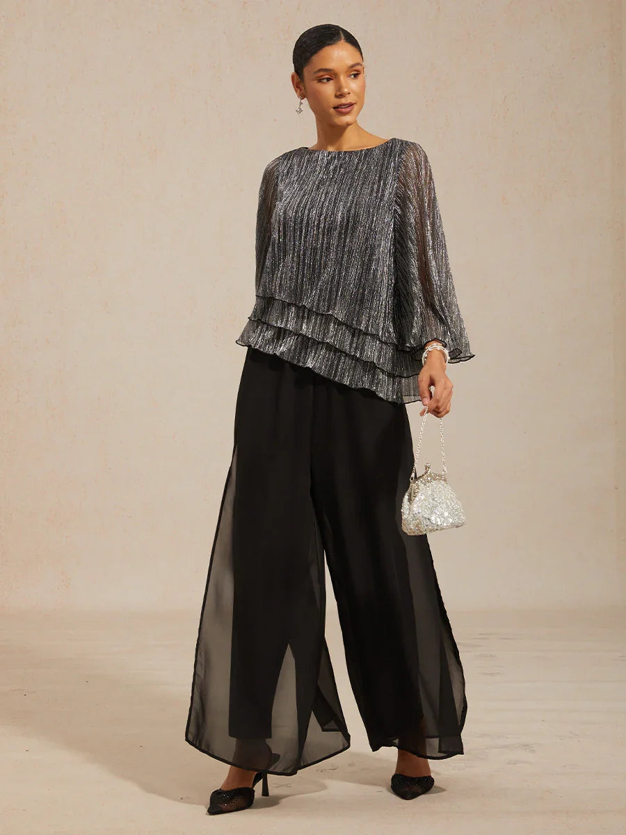 Straight Leg Chiffon Pants