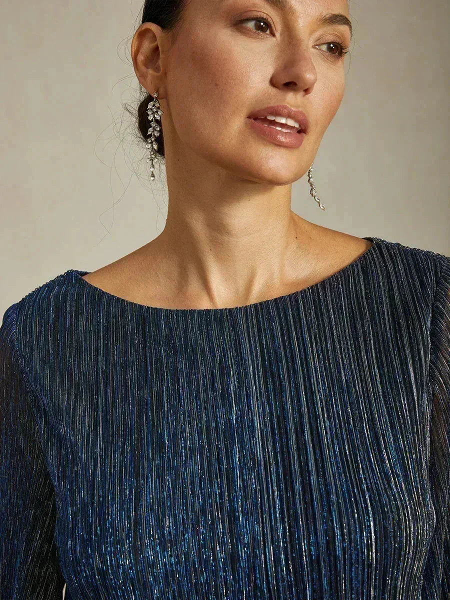 Metallic Chiffon Pleated Blouse