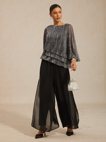Straight Leg Chiffon Pants