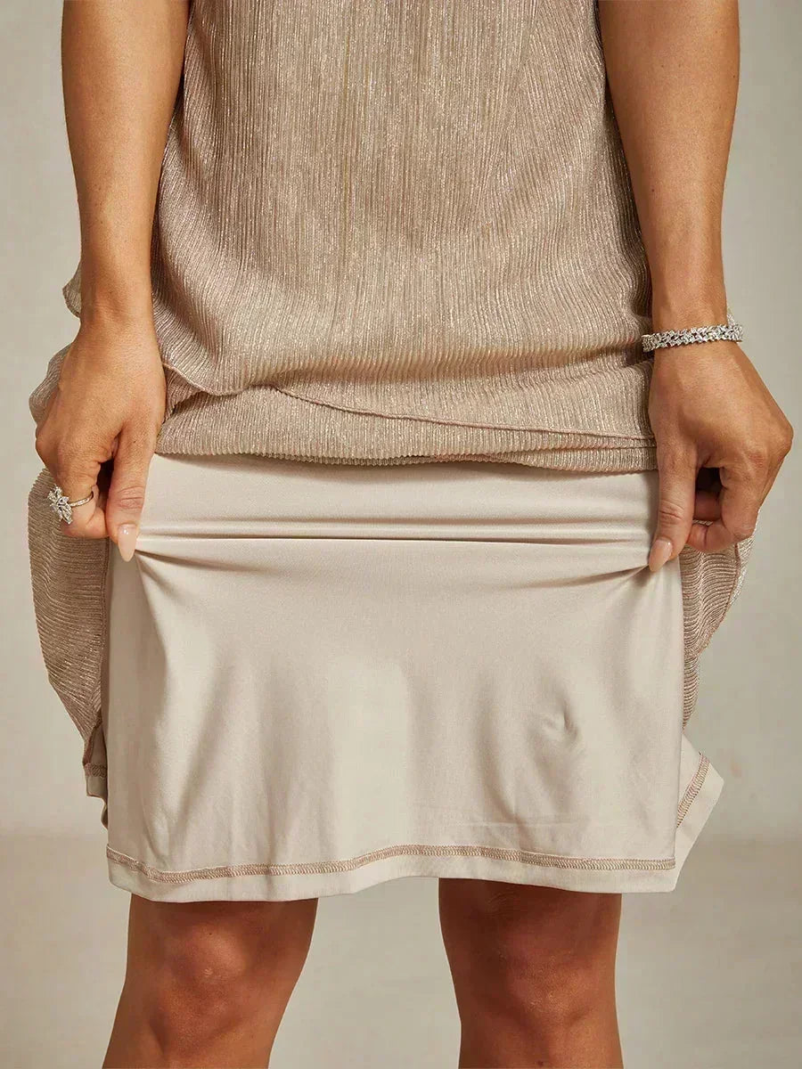 Metallic Pleated Chiffon Long Jacket Dress