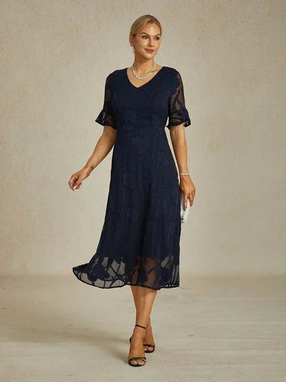 Ruffle Flutter Lace Maxi Dress