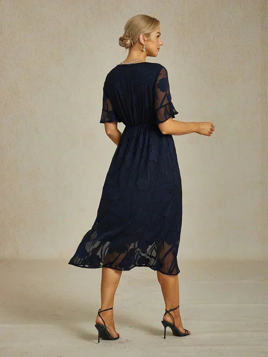 Ruffle Flutter Lace Maxi Dress