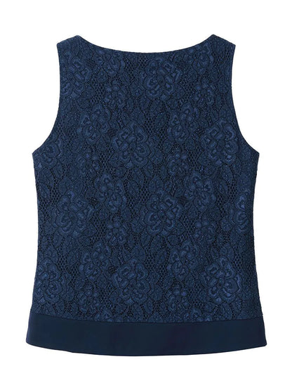 Satin Lace Tank Top with Rhinestones