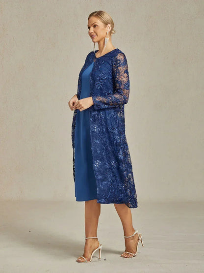 Rosette Lace Long Jacket with Sequin Detail