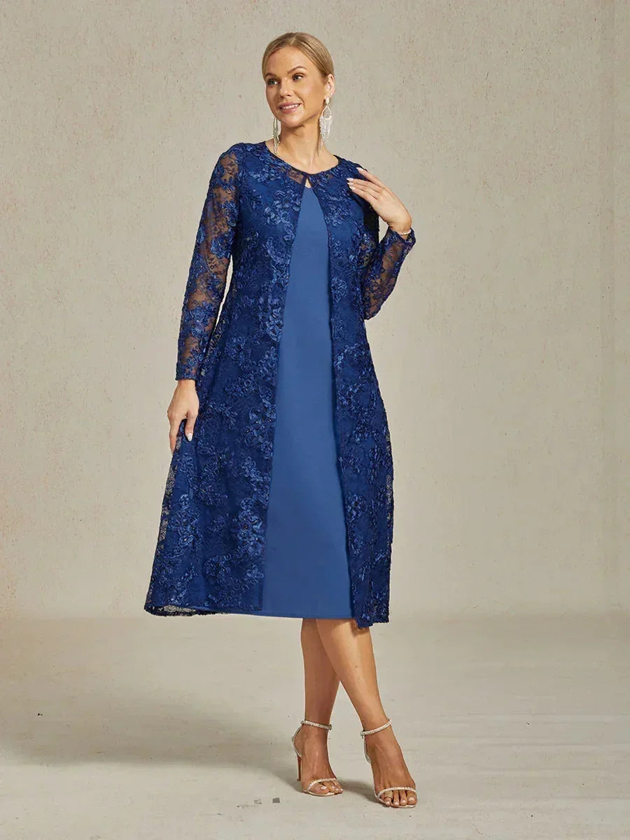 Rosette Lace Long Jacket with Sequin Detail