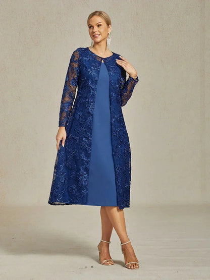 Rosette Lace Long Jacket with Sequin Detail