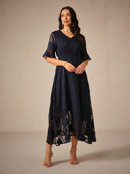 Ruffle Flutter Lace Maxi Dress