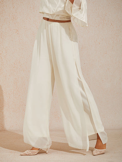 Straight Leg Chiffon Pants