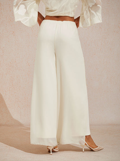 Straight Leg Chiffon Pants