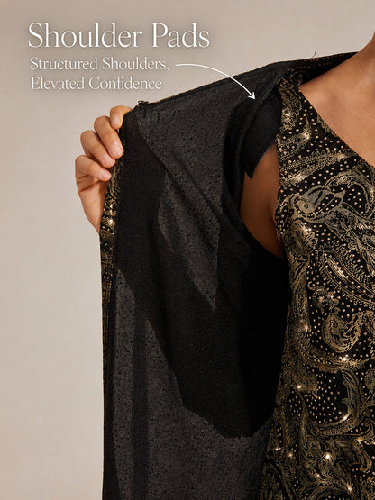 Paisley Knit Top with Subtle Sequin Detail