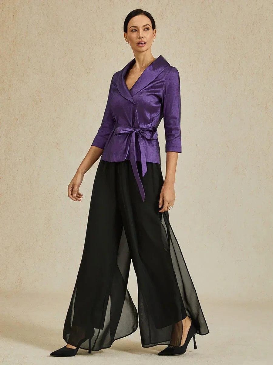 Straight Leg Chiffon Pants