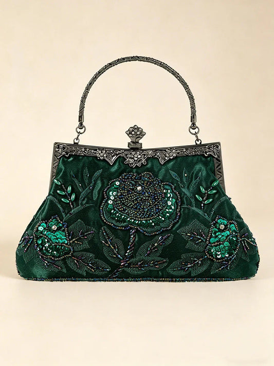 Sequin Embroidery Velvet Handbag Evening Bag