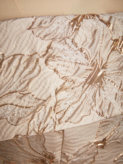 Off the Shoulder Metallic Floral Jacquard Ballgown