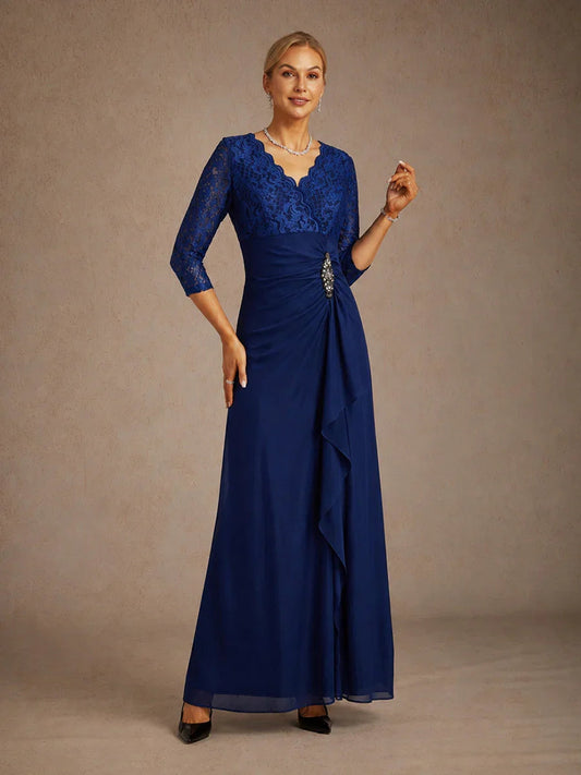 Lace A-Line Empire Waist Dress with Beaded Detail