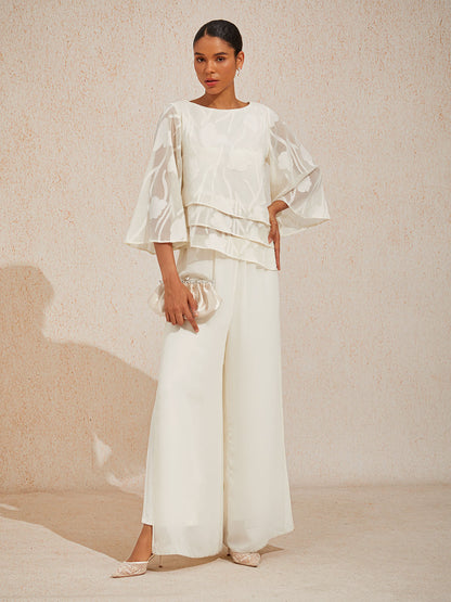 Straight Leg Chiffon Pants