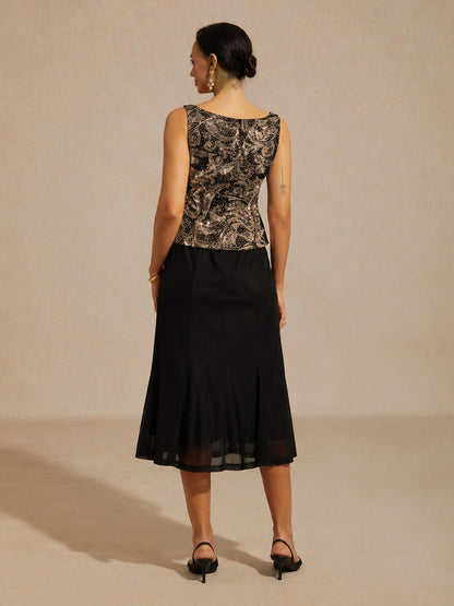 Paisley Jacket Dress with Subtle Sequin Detail