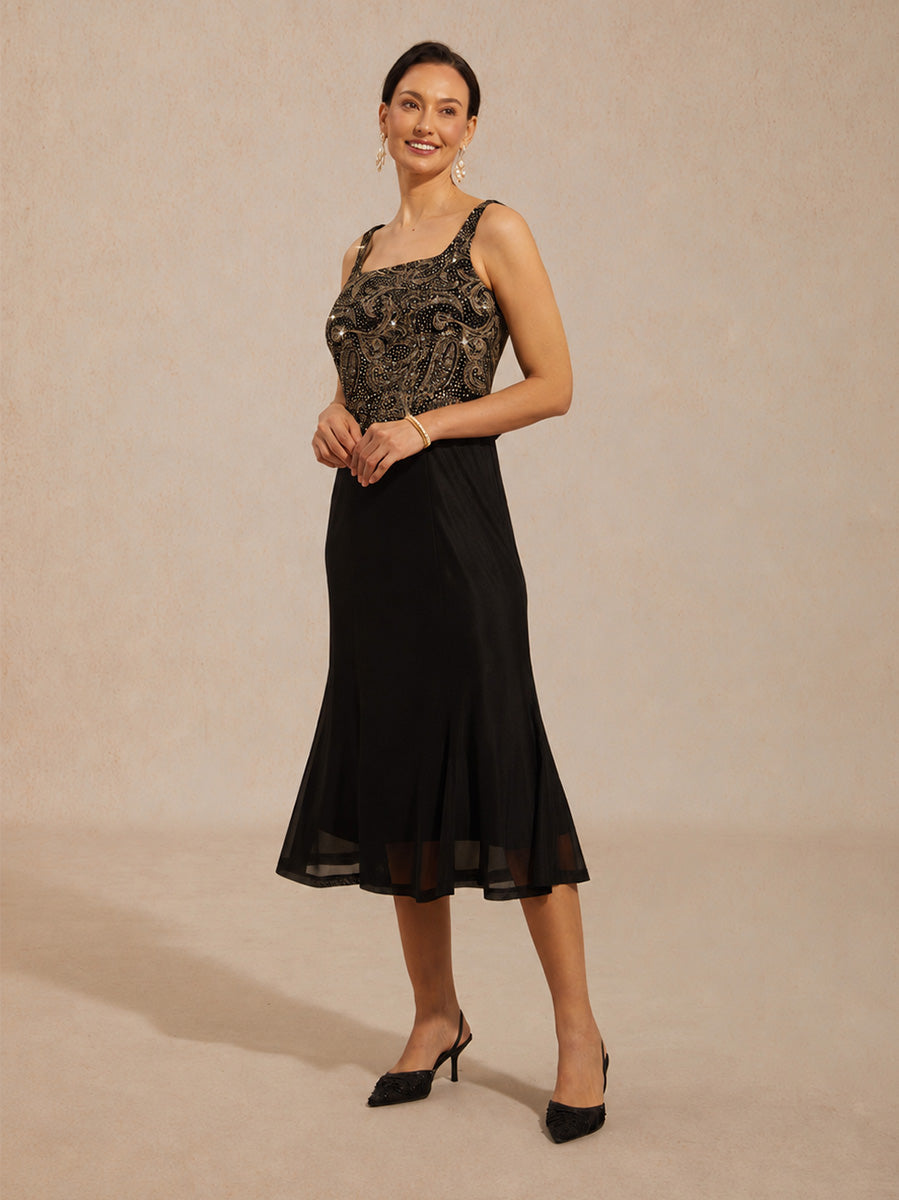 Paisley Jacket Dress with Subtle Sequin Detail