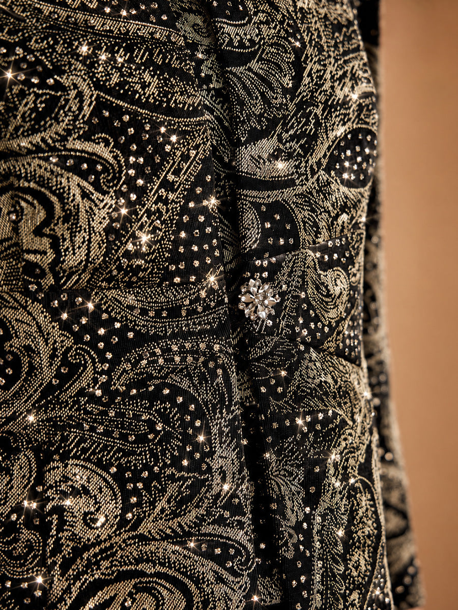 Paisley Jacket Dress with Subtle Sequin Detail