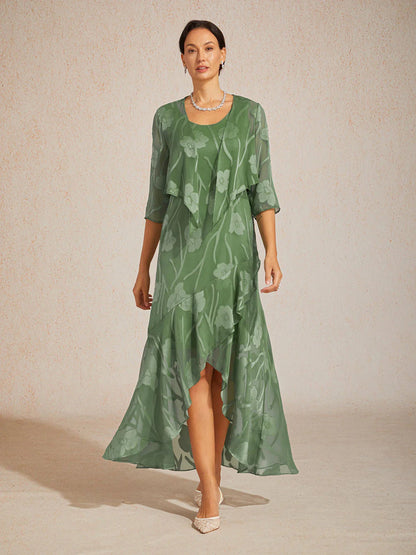 Floral Sheer Chiffon 3/4 Sleeve Shrug