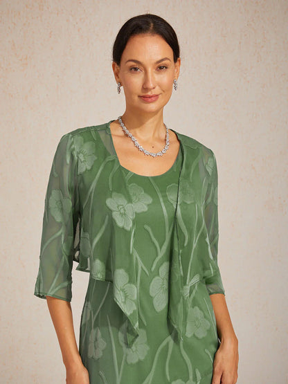 Floral Sheer Chiffon 3/4 Sleeve Shrug