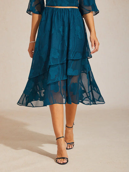 Floral Chiffon Midi Skirt