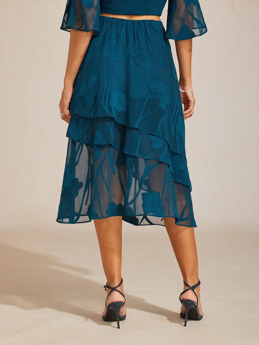 Floral Chiffon Midi Skirt