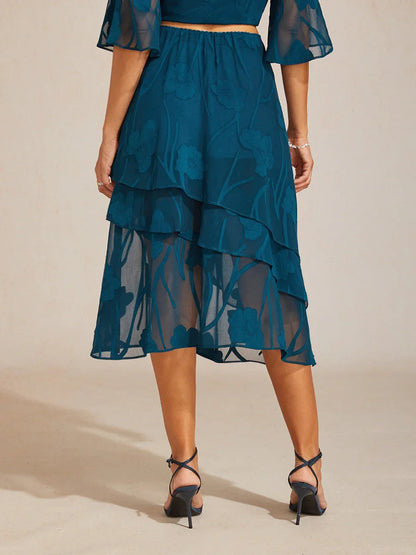 Floral Chiffon Midi Skirt