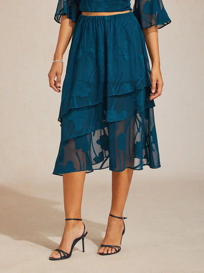 Floral Chiffon Midi Skirt