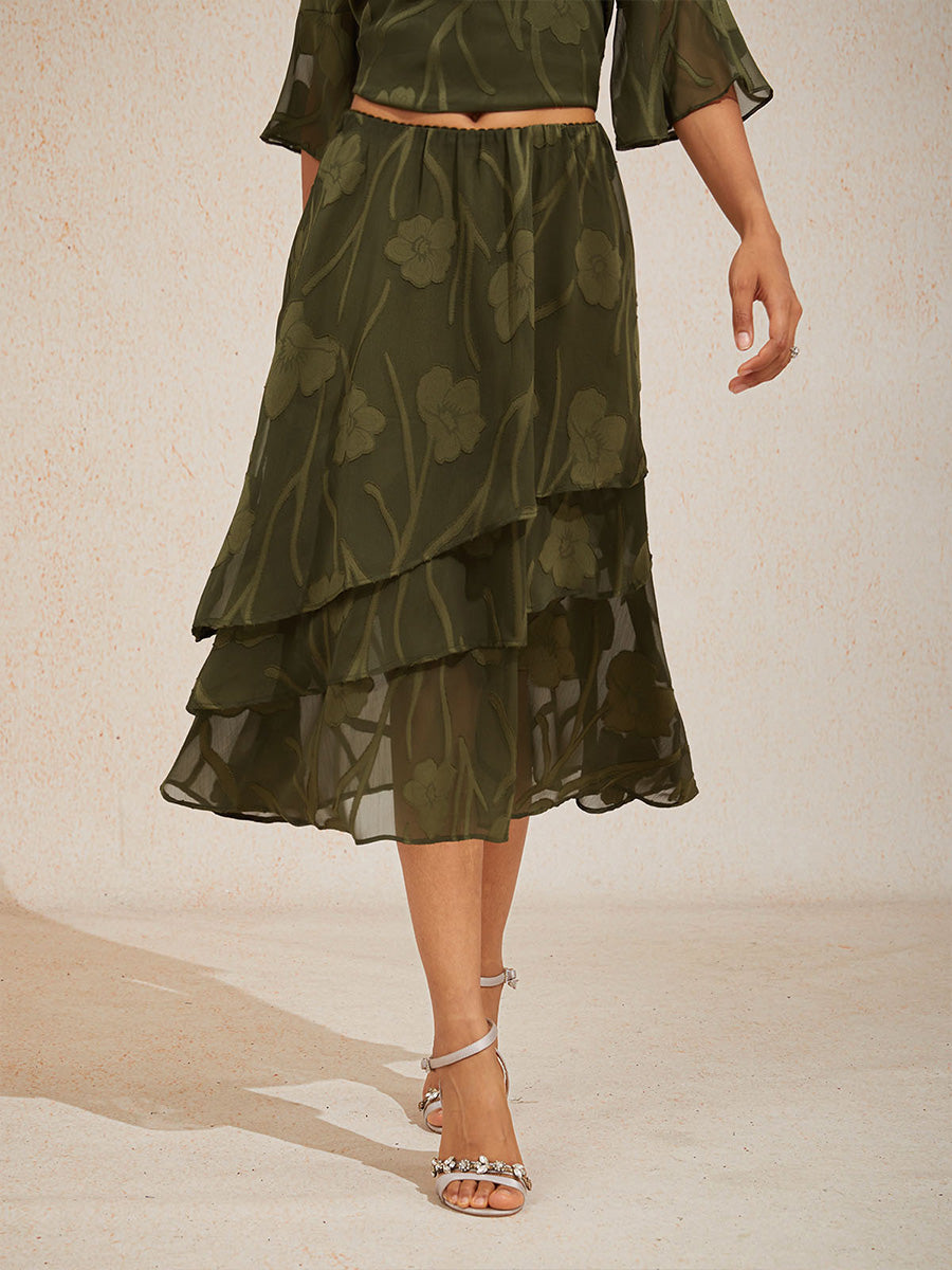 Floral Chiffon Midi Skirt