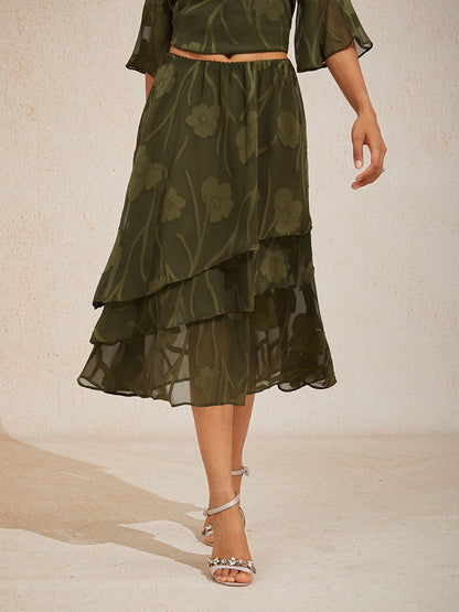Floral Chiffon Midi Skirt