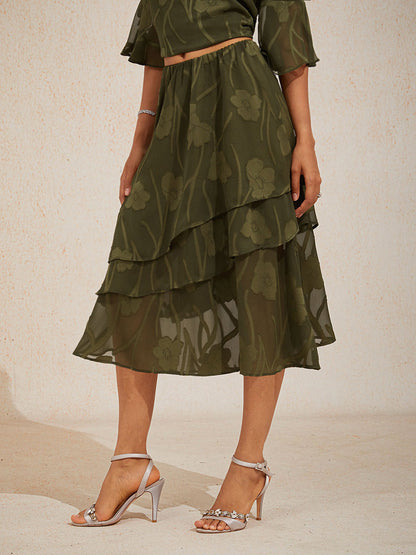 Floral Chiffon Midi Skirt
