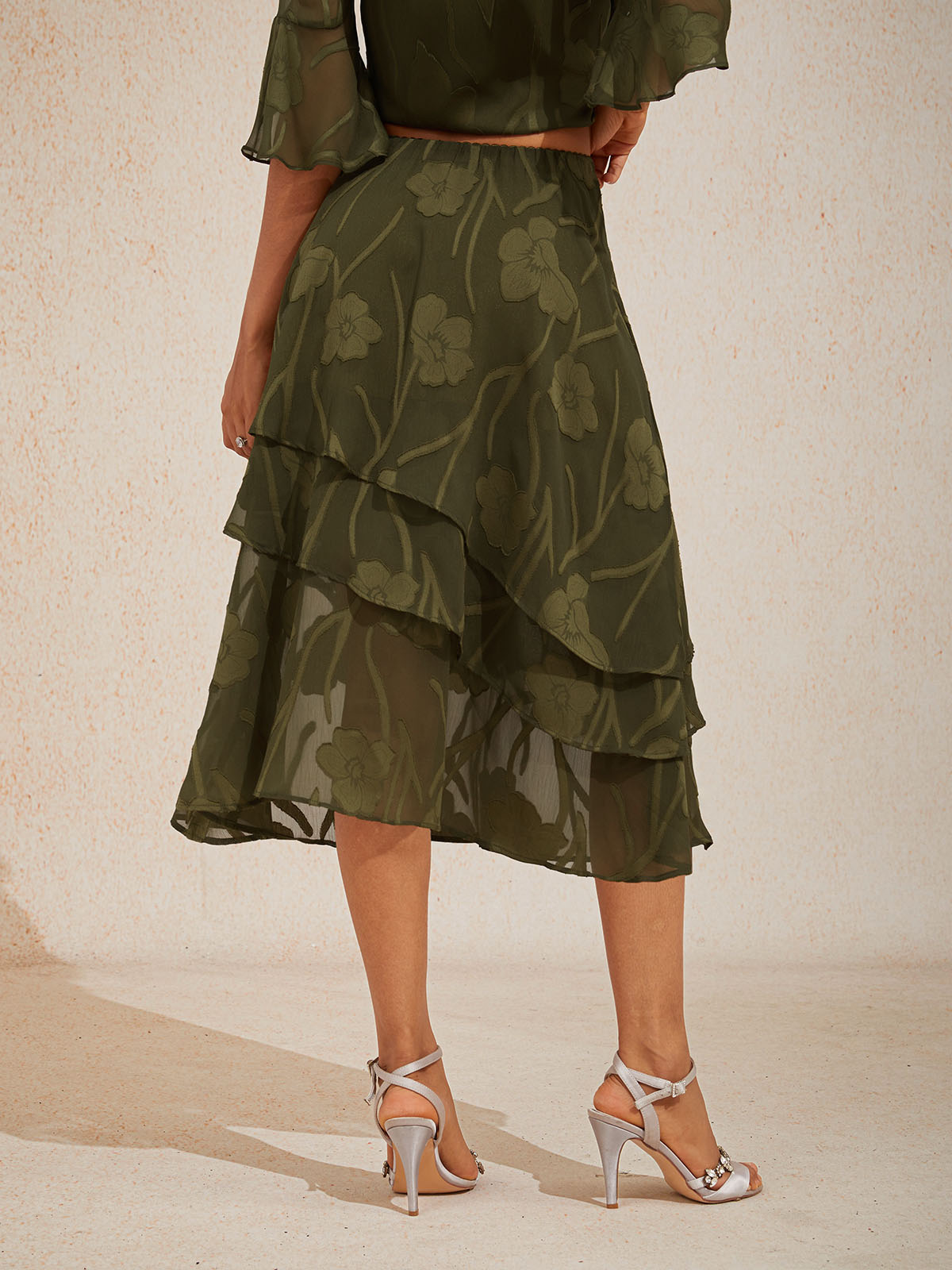 Floral Chiffon Midi Skirt