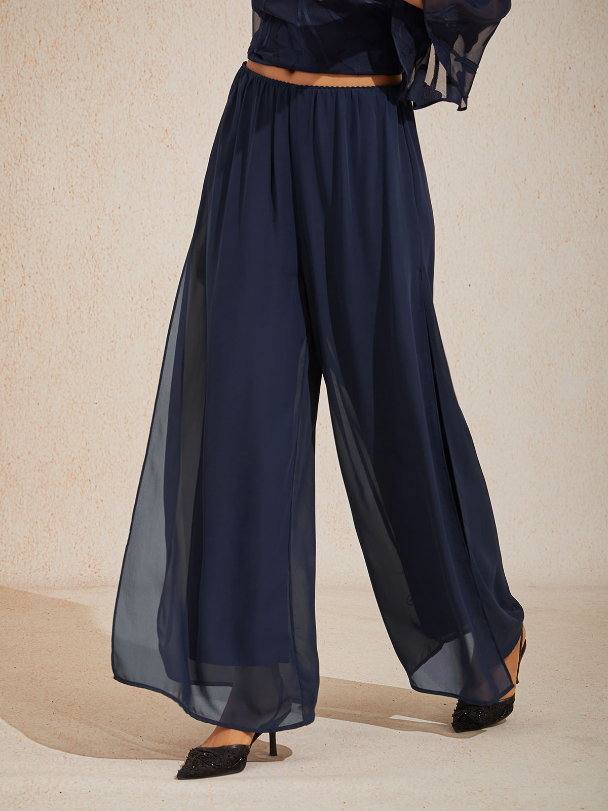 Straight Leg Chiffon Pants