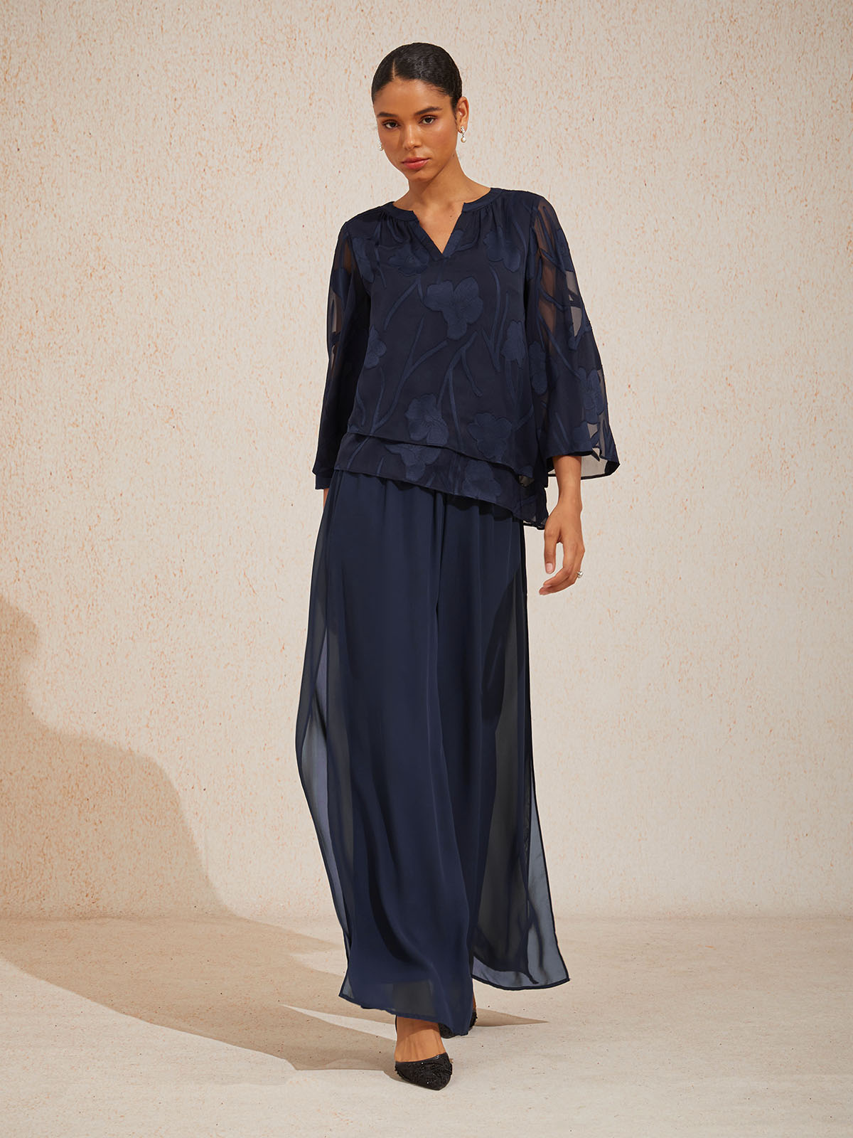 Straight Leg Chiffon Pants