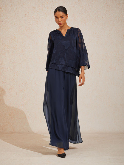 Straight Leg Chiffon Pants