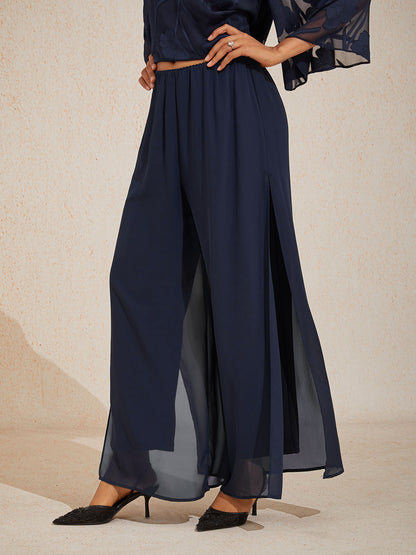 Straight Leg Chiffon Pants