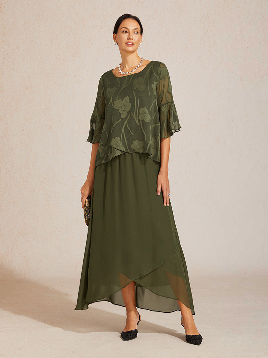 Elegante Chiffonbluse mit asymmetrischem Saum