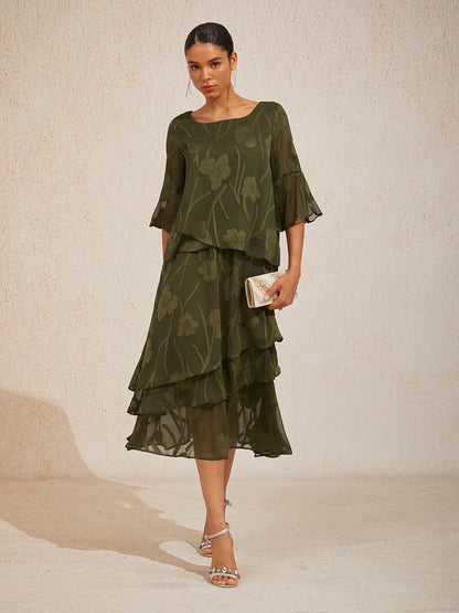 Dressy Chiffon Asymmetric Hem Blouse
