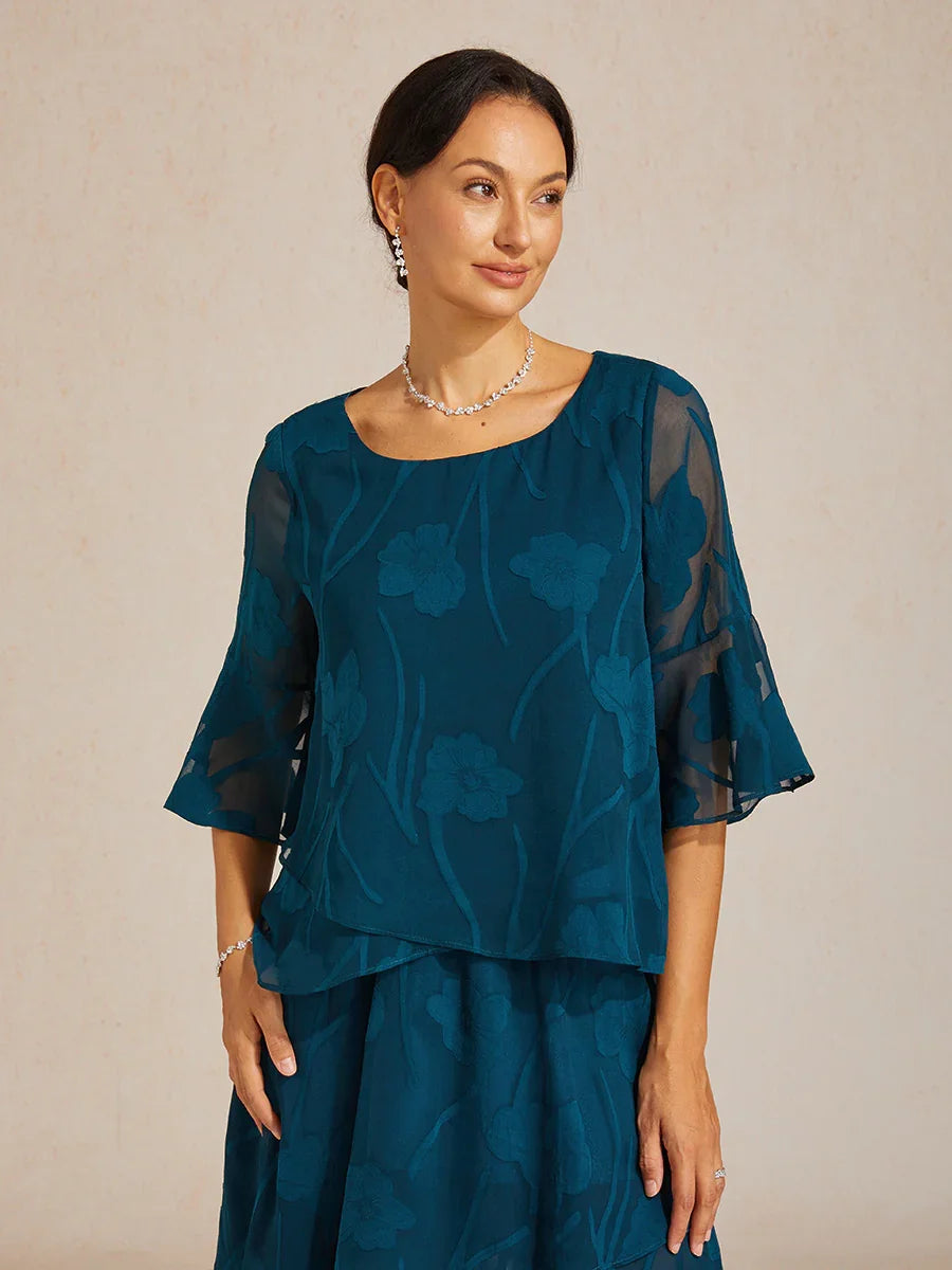 Dressy Chiffon Asymmetric Hem Blouse