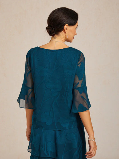 Dressy Chiffon Asymmetric Hem Blouse