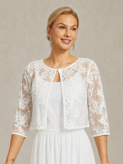 Rosette Lace Jacket with Sequin Embellishment