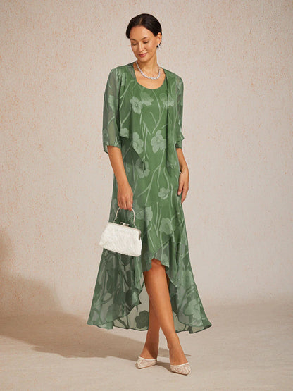Floral Chiffon Sleeveless Gown
