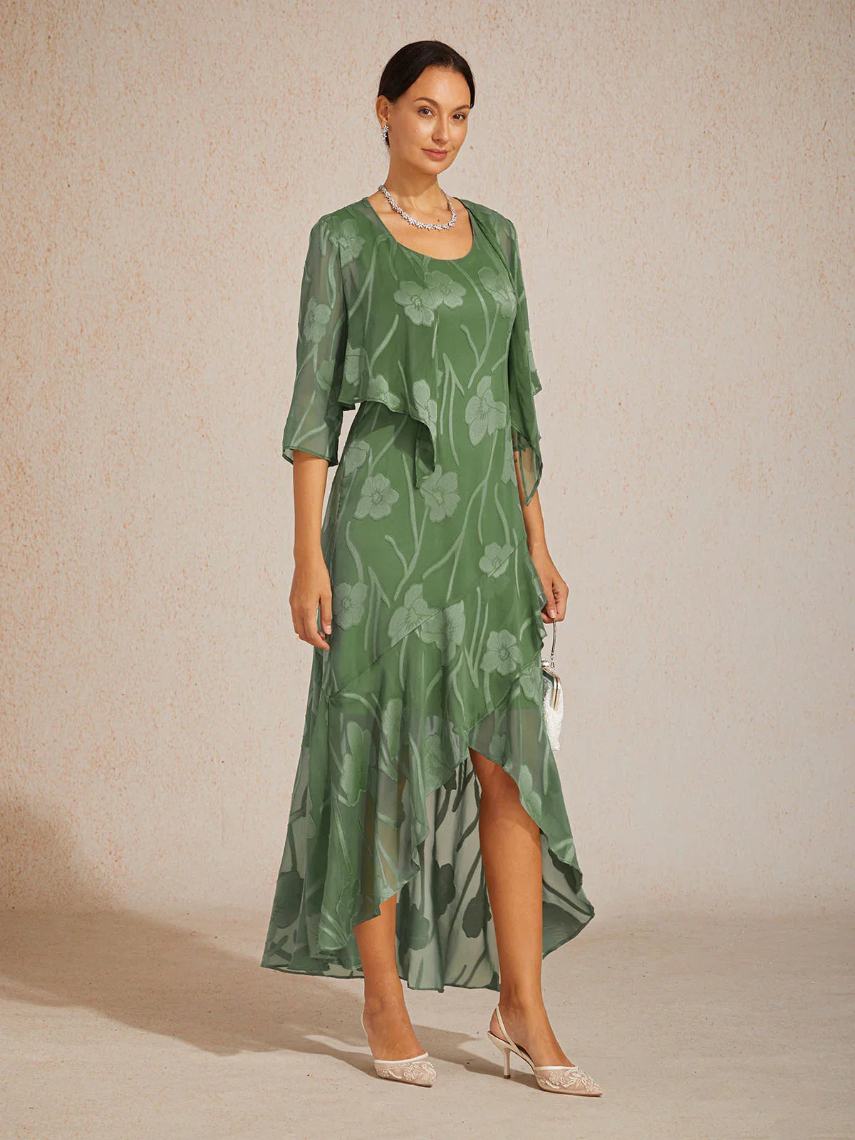Floral Chiffon Sleeveless Gown